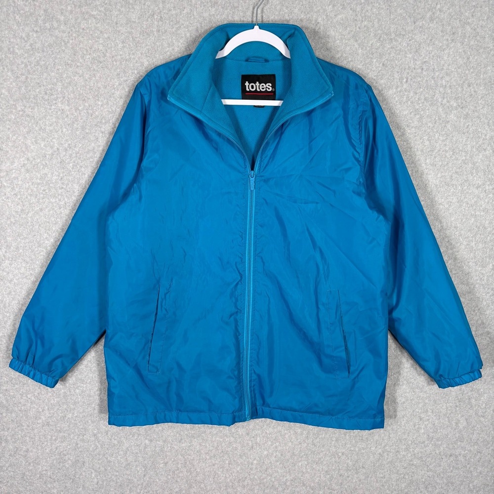 Totes Jacket Medium Windbreaker Fleece Lined Packable Wind Water Resistant **
